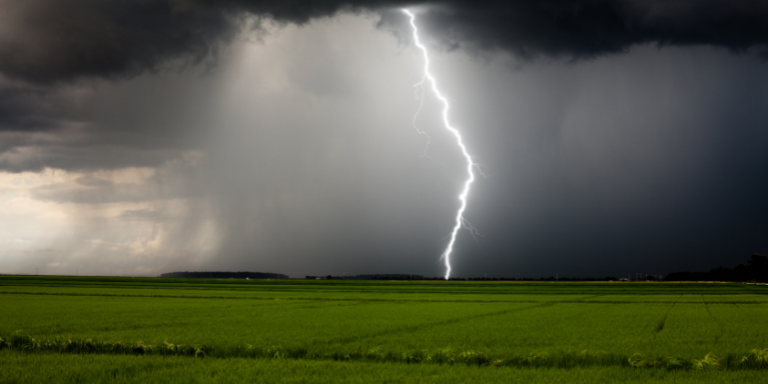 Un orage avec des éclairs au-dessus d'un champ